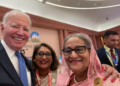 US President Biden taking selfie with Sheikh Hasina