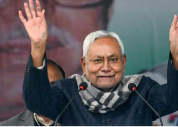 Bihar Chief Minister Nitish Kumar speaks during birth centenary celebrations of former state chief minister Karpoori Thakur, in Patna. (PTI)