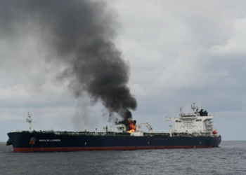 MV Marlin Launda catches fire after a missile strike in the Gulf of Aden