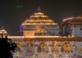 Ram Janmabhoomi temple lit up before its grand opening in Ayodhya