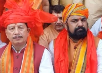 Samrat Choudhary (right) and Vijay Kumar Sinha of the Bharatiya Janata Party,
