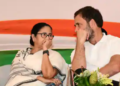 West Bengal CM Mamata Banerjee and Congress leader Rahul Gandhi during an INDIA alliance meeting in Bengaluru.(HT photo)
