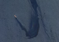 In this satellite image provided by Planet Labs, the Belize-flagged bulk carrier Rubymar is seen in the southern Red Sea