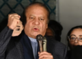 Pakistan's former Prime Minister Nawaz Sharif and leader of the Pakistan Muslim League Nawaz (PMLN) party speaks to supporters in Lahore.(AFP)