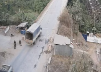 Aerial view of the mobile check post in Sonapur(David Laitphlang )
