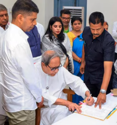 Odisha chief minister and Biju Janata Dal (BJD) president Naveen Patnaik files his nomination from Hinjili constituency in Ganjam district on Tuesday (PTI)