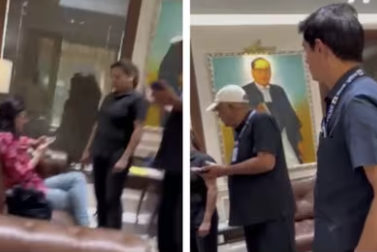 In the video, which has gone viral and is not independently verified by Hindustan Times, Swati Maliwal could be seen arguing with the staff of Kejriwal's residence. (ANI)