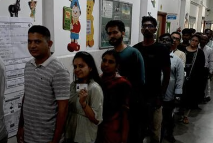 In absolute terms, of the 674 million people who could have cast their ballot in the first four phases, a total of 451 million have exercised their franchise so far, ECI said. (Bachchan Kumar/HT Photo)