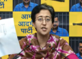 Delhi Minister and Aam Aadmi Party (AAP) leader Atishi during a press conference in New Delhi on May 22.(PTI)