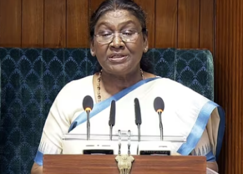 President Droupadi Murmu during the joint sitting of both Houses of Parliament, in New Delhi on Thursday.(ANI )