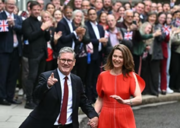 Britain's Prime Minister Keir Starmer and leader of the Labour Party, and his wife Victoria