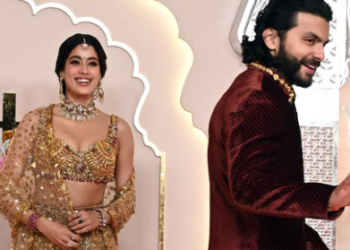Janhvi Kapoor and Shikhar Pahariya at Anant Ambani, Radhika Merchant's wedding.