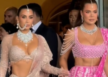 Kim and Khloe Kardashian for Day 2 of Ambani festivities.