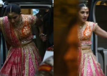 Radhika Merchant looked gorgeous in a lehenga for her Mameru ceremony.(Viral Bhayani)