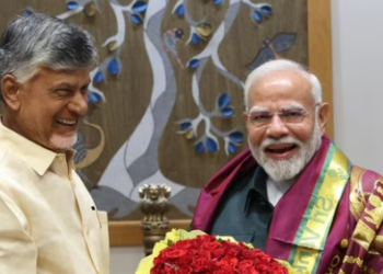 Andhra Pradesh chief minister Chandrababu Naidu with Prime Minister Narendra Modi.