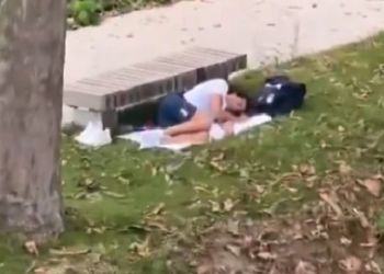 Paris Olympics 2024,Thomas Ceccon was spotted sleeping in a park.