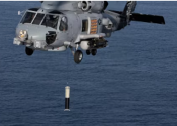 US Navy helicopter dropping airborne anti-submarine warfare (Lockheed Martin Photo)