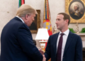 US President Trump posted a picture on Facebook and Twitter showing him shaking hands with Facebook CEO Mark Zuckerberg, but didn’t share details of their conversation.(Photo Credit: DonaldTrump/Twitter)