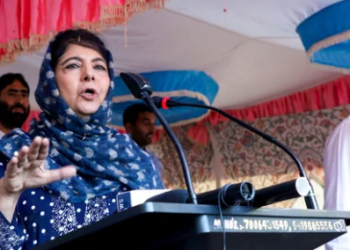 Peoples Democratic Party (PDP) President Mehbooba Mufti addresses during an election rally ahead of Jammu and Kashmir Assembly elections, at Lalpora village of Tangmarg in north Kashmir, Friday, Sept. 27, 2024. (PTI)