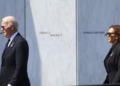 President Joe Biden and Democratic presidential nominee Vice President Kamala Harris arrive at the Flight 93 National Memorial on the 23rd anniversary of the Sept. 11, 2001 attacks in Shanksville (AP)