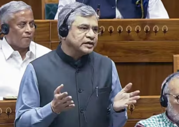 Union Railway Minister Ashwini Vaishnaw speaks in the Lok Sabha during the Winter Session of Parliament, in New Delhi on Wednesday.(SansadTV/ ANI)
