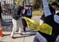 Pro-Khalistan radicals attacking the Hindu Sabha Mandir in Brampton, Canada, on Sunday afternoon. (Video screengrab)(HT_PRINT)