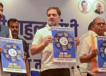 Congress leader Rahul Gandhi during a press conference ahead of the second phase of the Jharkhand assembly election.(PTI)