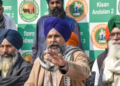 Farmer leader Sarwan Singh Pandher addresses a press conference at Shambhu border, in Patiala district, Punjab, Sunday, Dec. 15, 2024.(PTI)